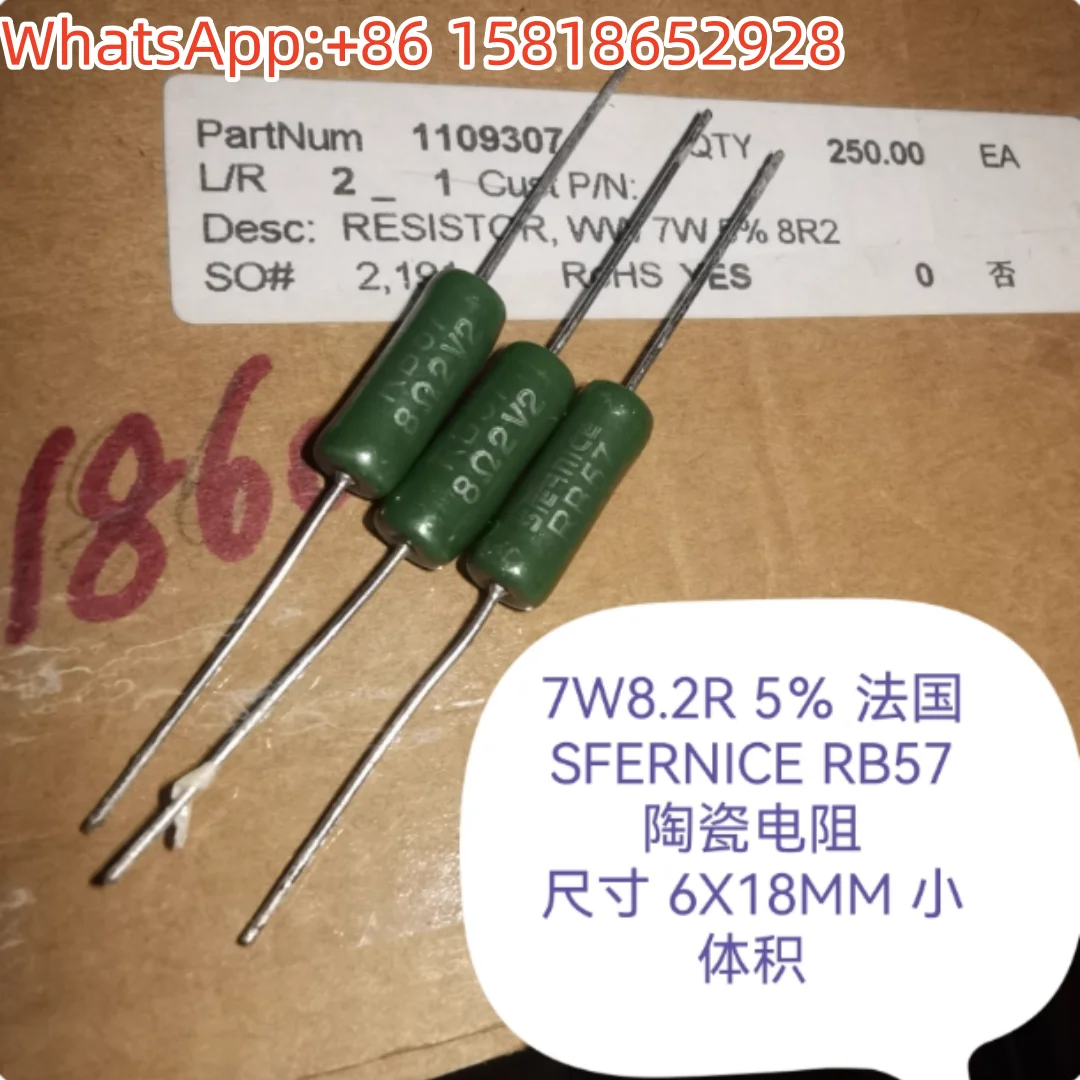 

5pcs 7W 8.2R 5% French SFERNICE RB57 8R2 Ceramic Resistor Size 6X18MM Small Volume