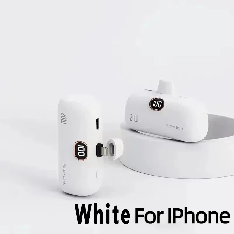 NONE Tragbare 2000/5000 mAh Power Bank Mini Kapsel Mobile Stromversorgung Notfall Externe Batterie Schnellladegerät für iPhone oder Typ-C 10