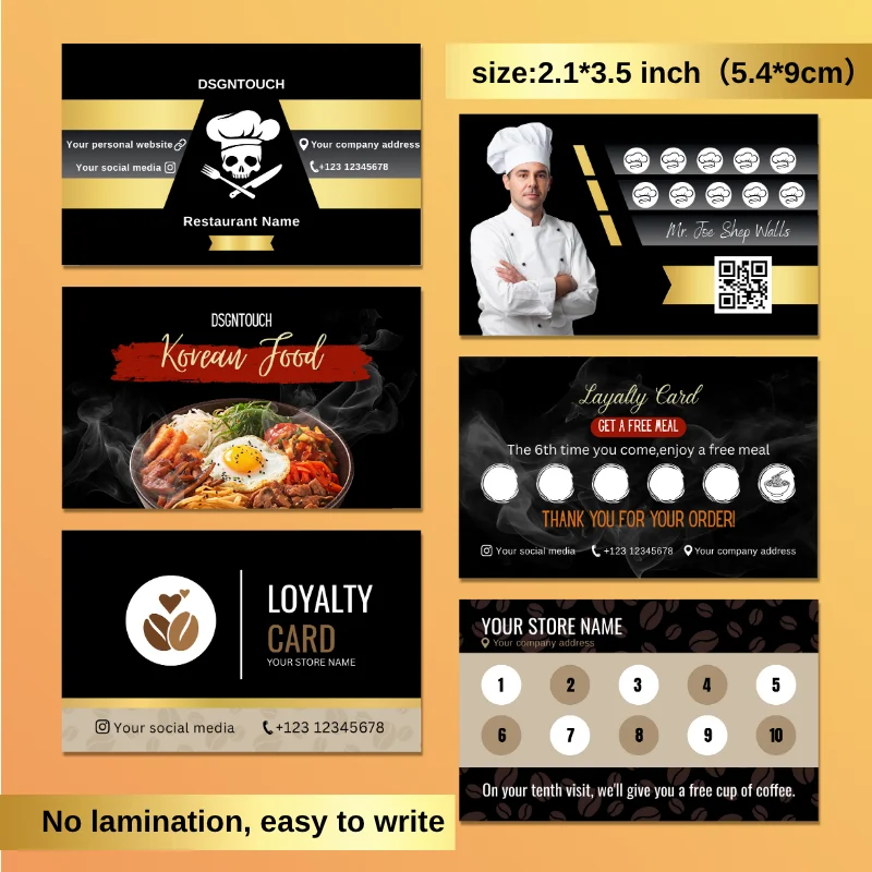 

Профессиональная карта лояльности для ресторана, кафе, отеля, система перфокарт, настраиваемый дизайн, легко писать без ламинирования