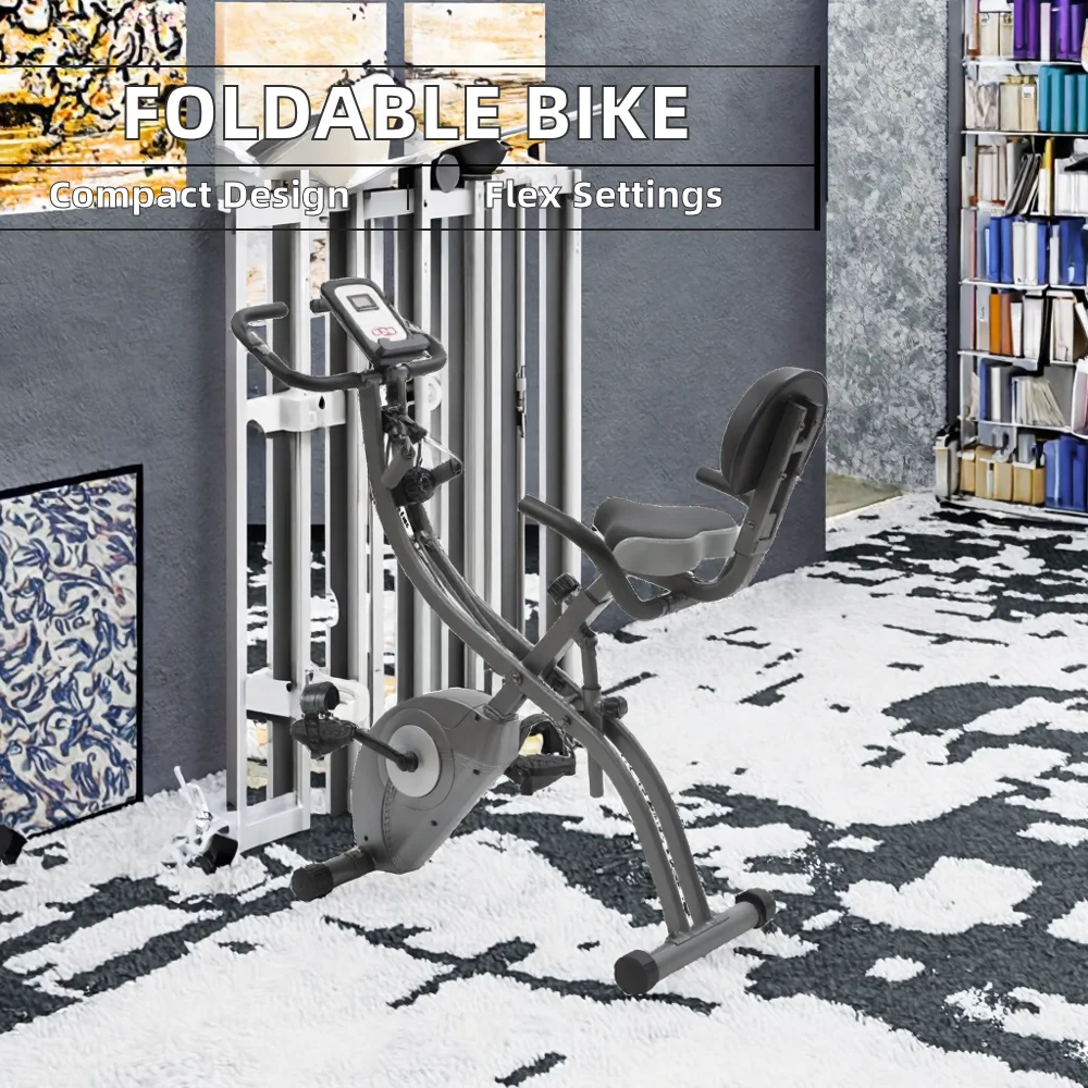 

New Trend Indoor Stationary Exercise Bike, Adjustable Magnetic Belt System, Foldable Design for Home Use & Gym