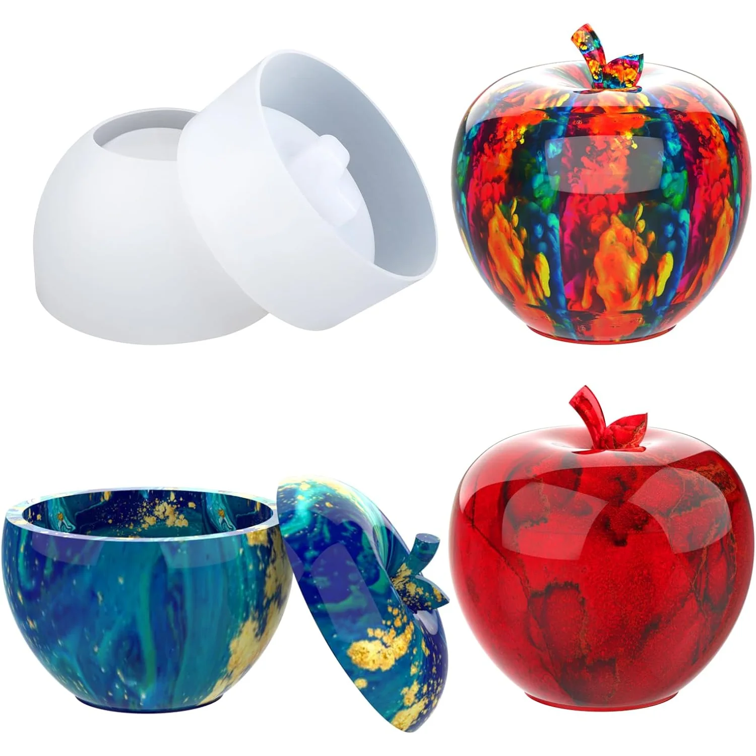 DIY Apple Shape Candle Cup Silicone Mold Desktop Jewelry Storage Box Resin Mold Handmade Crafts Home Decoration