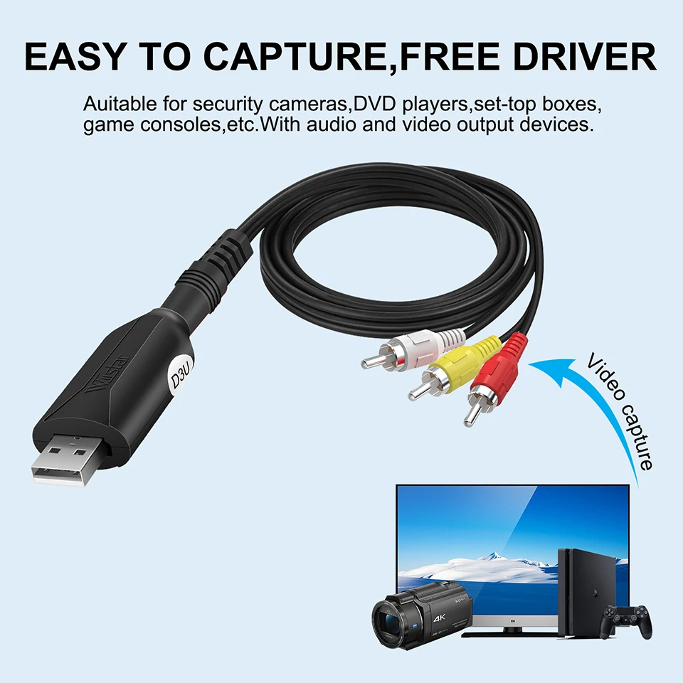 USB 2.0 Easycap Capture Video TV DVD VHS Audio Capture Adapter Card TV Video DVR