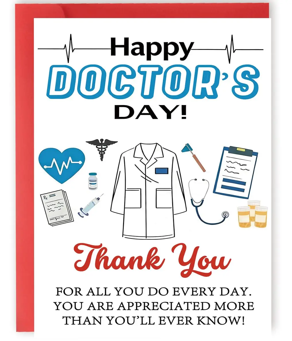 Happy Doctor's Day Appreciation Card | Thank You Gift for Physician, Medical Professionals | For Him or Her