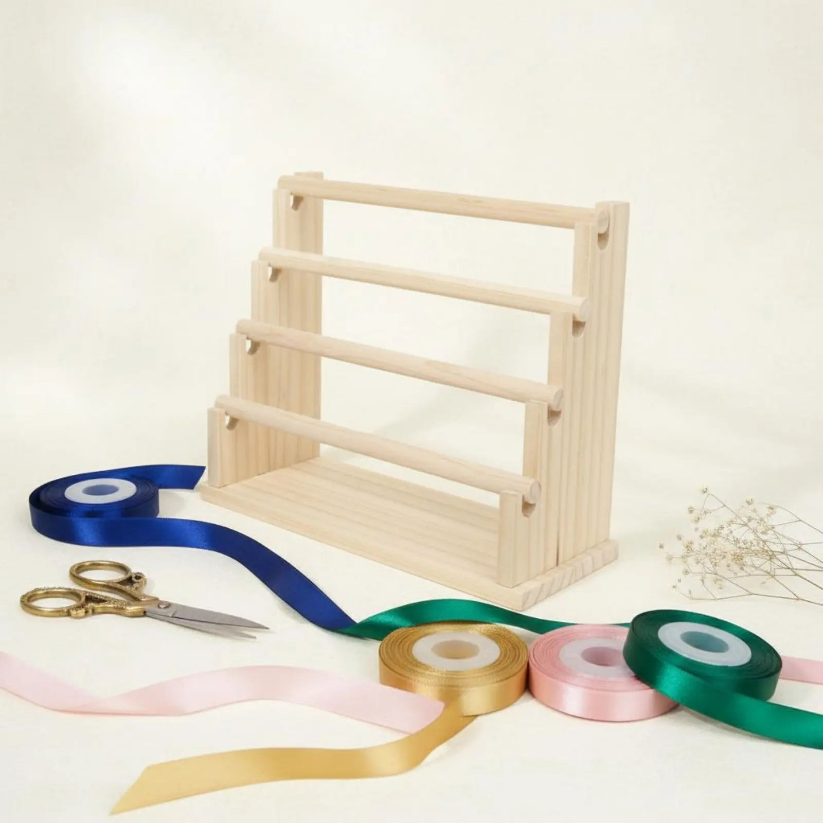 Desktop Jewelry Rack Natural Wood Wood Tiered Hair Tie Organizer Wooden Scrunchie Holder Sturdy and Long-Lasting Household