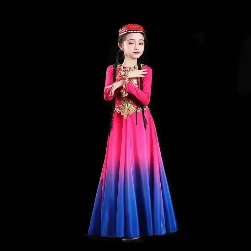 Синьцзян-уйгурское танцевальное платье, костюм для выступлений, костюм для девочек, этнические меньшинства, народный танец, фестиваль хмонг, танцовщица, наряд, платье для тибетского танца