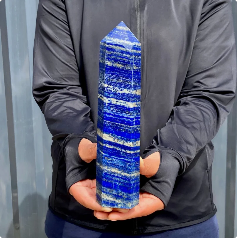 

1-1.2kg Large Size Natural Lapis Lazuli Tower Point Obelisk Ornament for Home Room