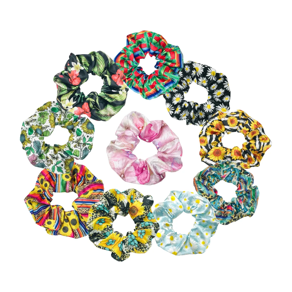 

5/20pcs Sunflower Daisy Cactus Hair Scrunchies Wholesale Elastic Band Scrunchy Bun Girls Ponytail Holder Women Headwear Bracelet