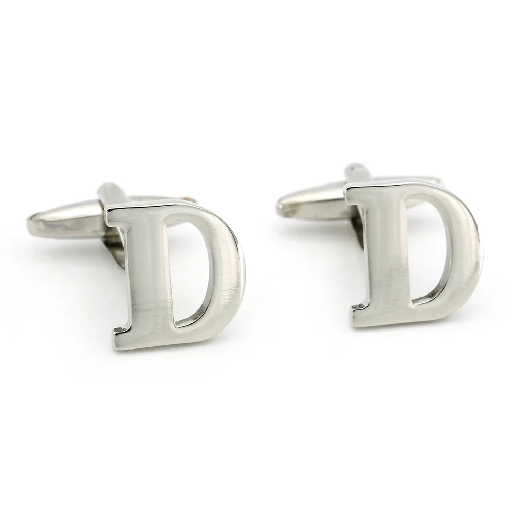 2 Buah Kancing Manset A-Z Huruf Inggris untuk Pria Kancing Manset Kemeja Perhiasan Mewah Aksesori Bisnis Perancis