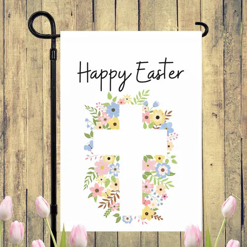 Easter Religious Garden Flag Outdoor Decor Spring Yard Sign House Banner UUI GGX