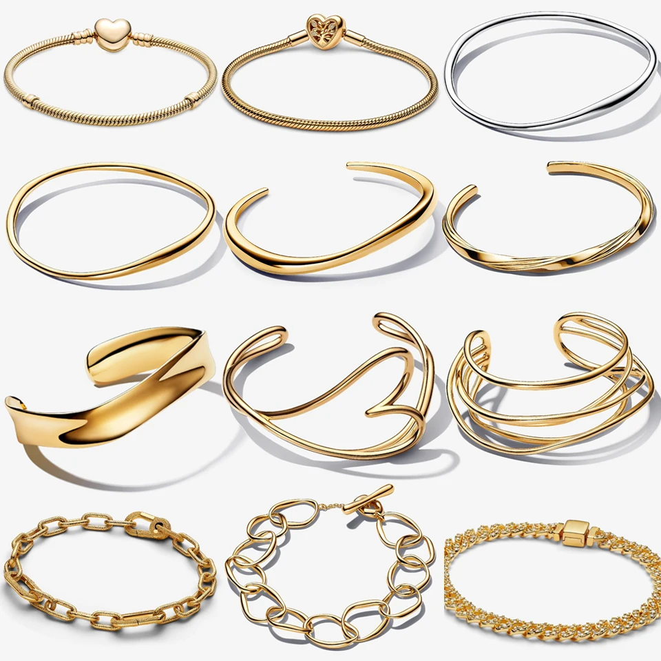 

New 925 Silver Gold Love Tree ME Bead Multi Loop Wrapped Open Cuban Leather Rope Bracelet DIY Exquisite Charm Jewelry Gift