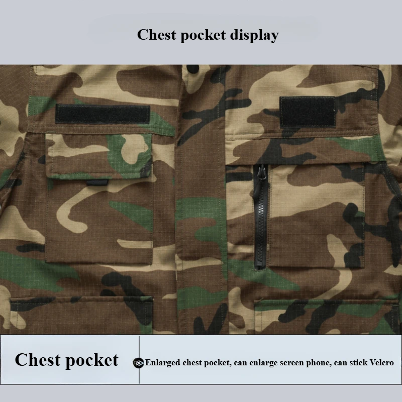 Spring Autumn Camouflage Clothing Set Wear Resistant Multi Pocket Tactics Working Clothes Outdoors Camping Hiking Training Suit