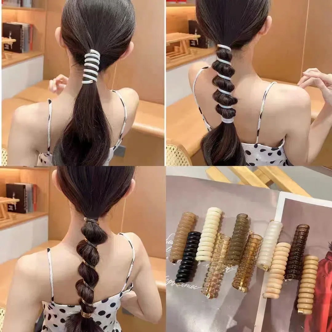 New Rubber Telephone Wire Spiral Braided Ponytail Holder Elastic Bands Bundle Scrunchies for Women Hair Accessories Headband