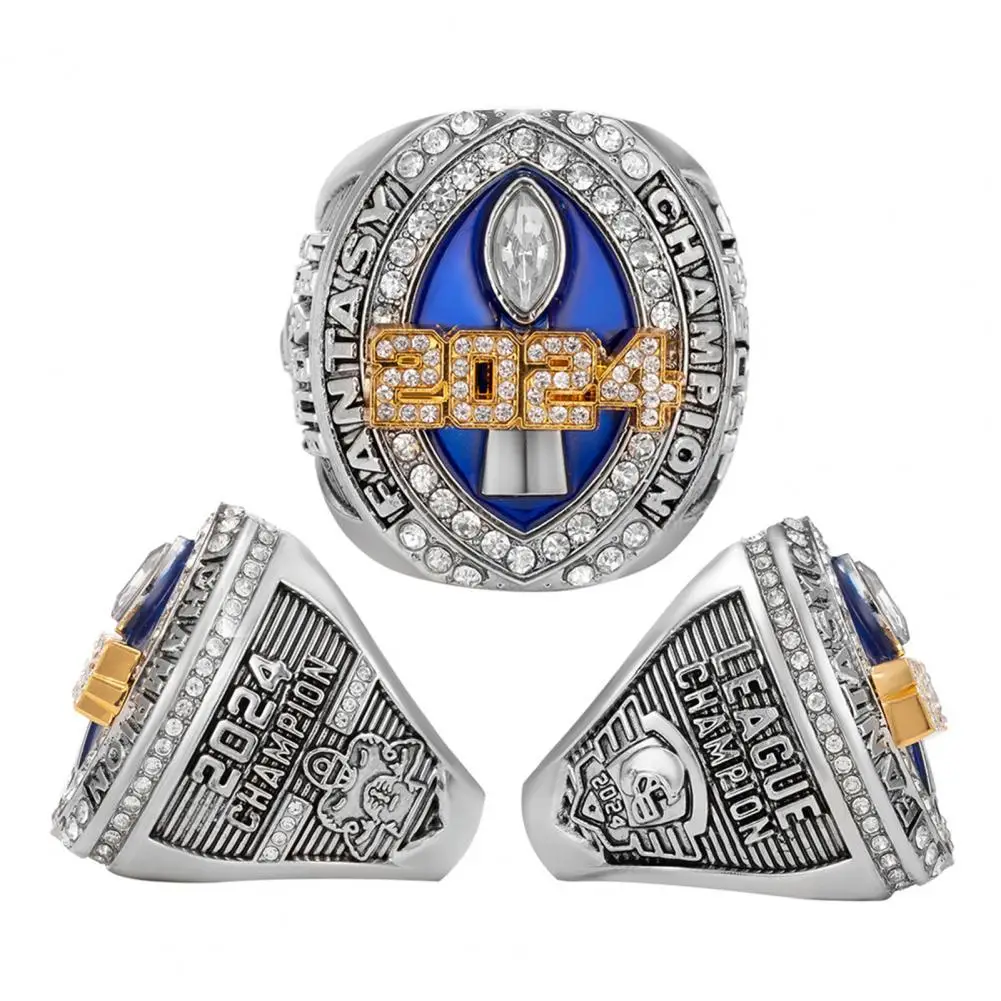 2024 Fantasy Football Championship Ring Bright Luster Cubic Zirconia Ring League Champion Trophy Ring with Wooden Box Award gift