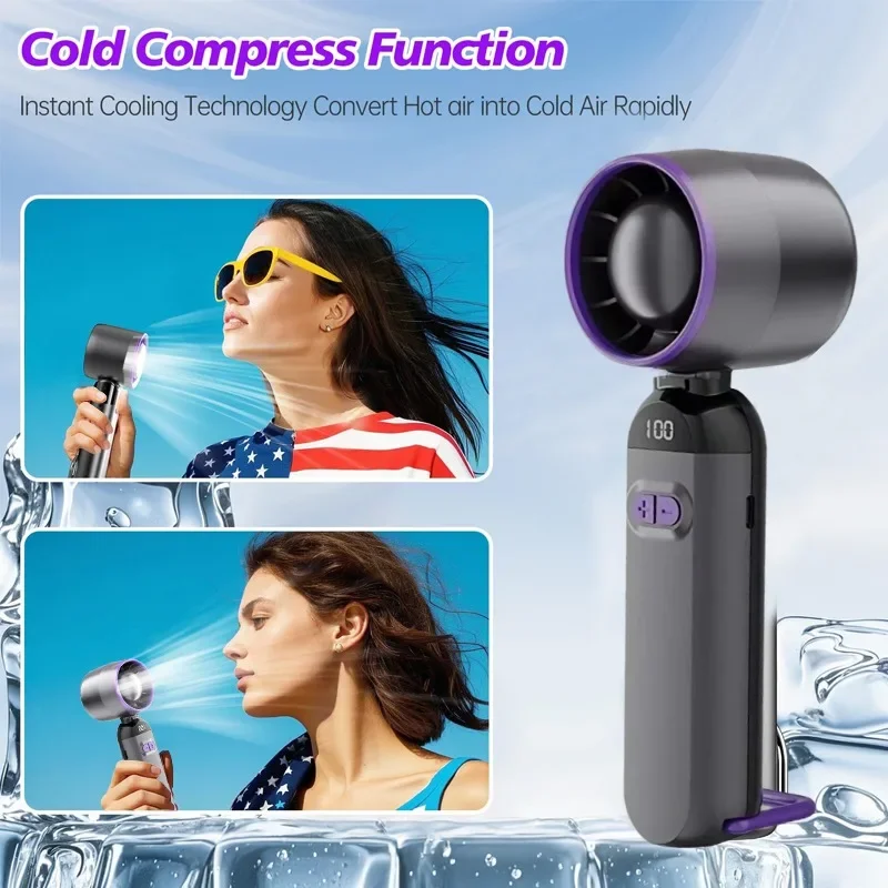Outdoor Foldable Portable Handheld Fan Mini Cooling USB Rechargeable 100-level Free Control High Speed Turbo Fan for Travel