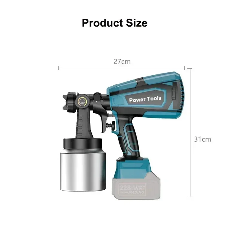 Pistola de pintura sem fio elétrica de alta pressão, 1000ml, 1100W, pulverizador destacável, revestimento de parede, ferramentas aerógrafo, 110V, 220V