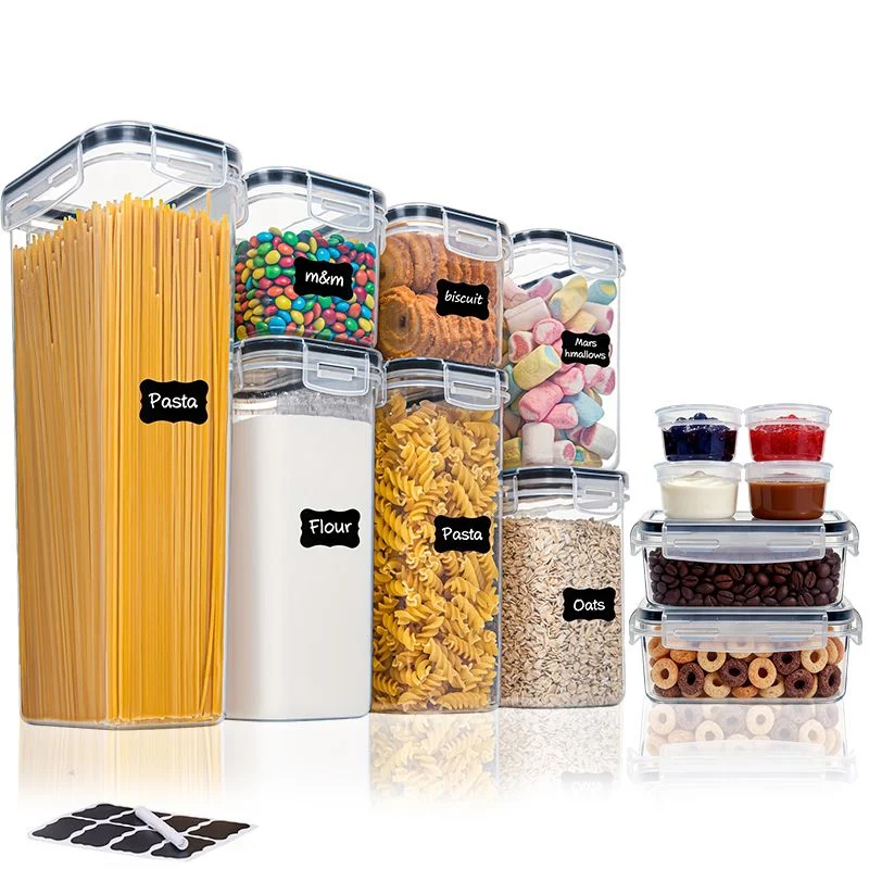 Juego de 13 recipientes para almacenar alimentos, ideales para azúcar, harina, ingredientes para hornear y salsas.