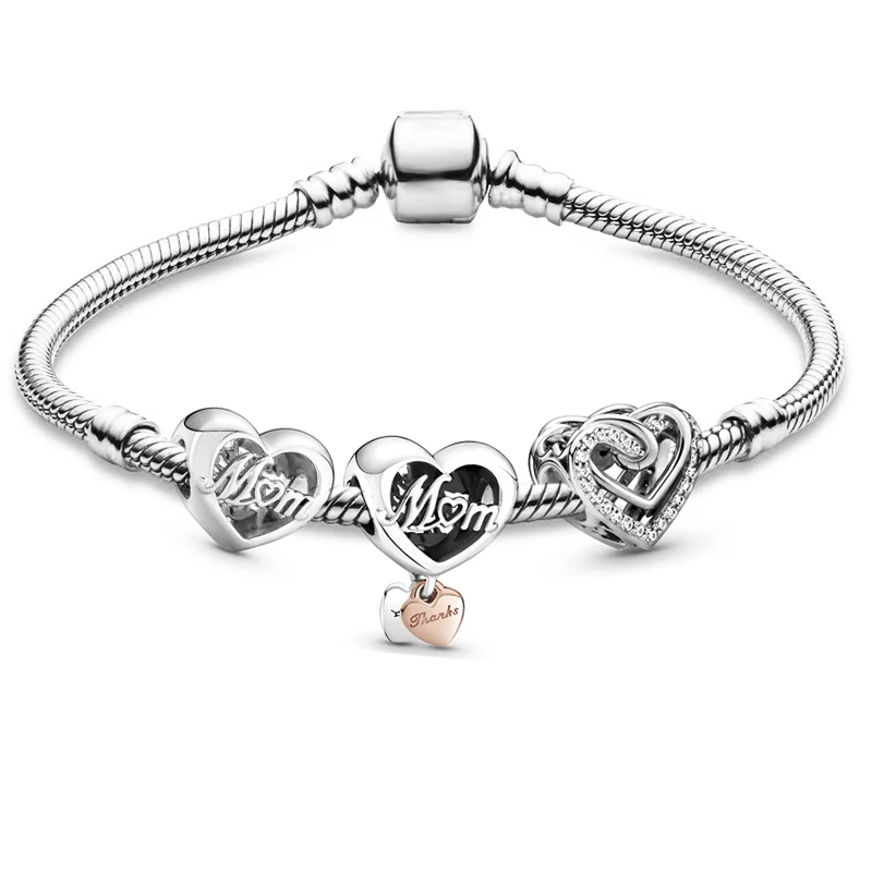 BAOPON I LOVE MOM Charm Bracelet For Women Mother With Love Heart Beads Bracelets Pulseras Fashion Jewelry Gift Special Offer