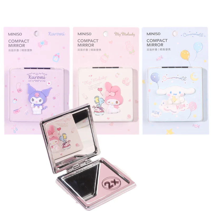 

Kawaii Cinnamoroll My Melody Kuromi Double Sided Folding Stereo Portable Mirror Anime Sanrioed Girl Heart Cute Makeup Mirror