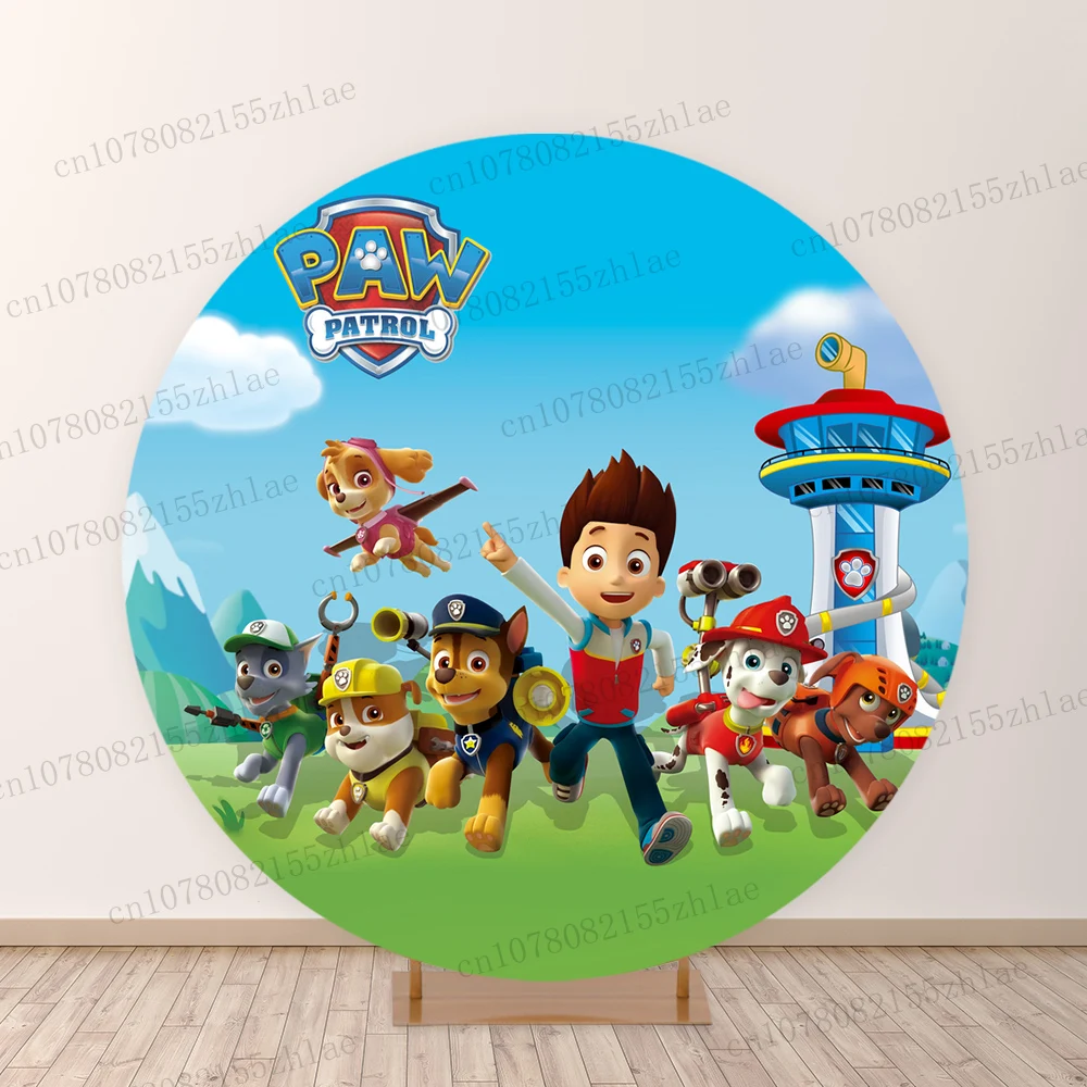 Paw Patrol Round Photo Backdrop Birthday Party Background Cloth Baby Shower Background Decoration