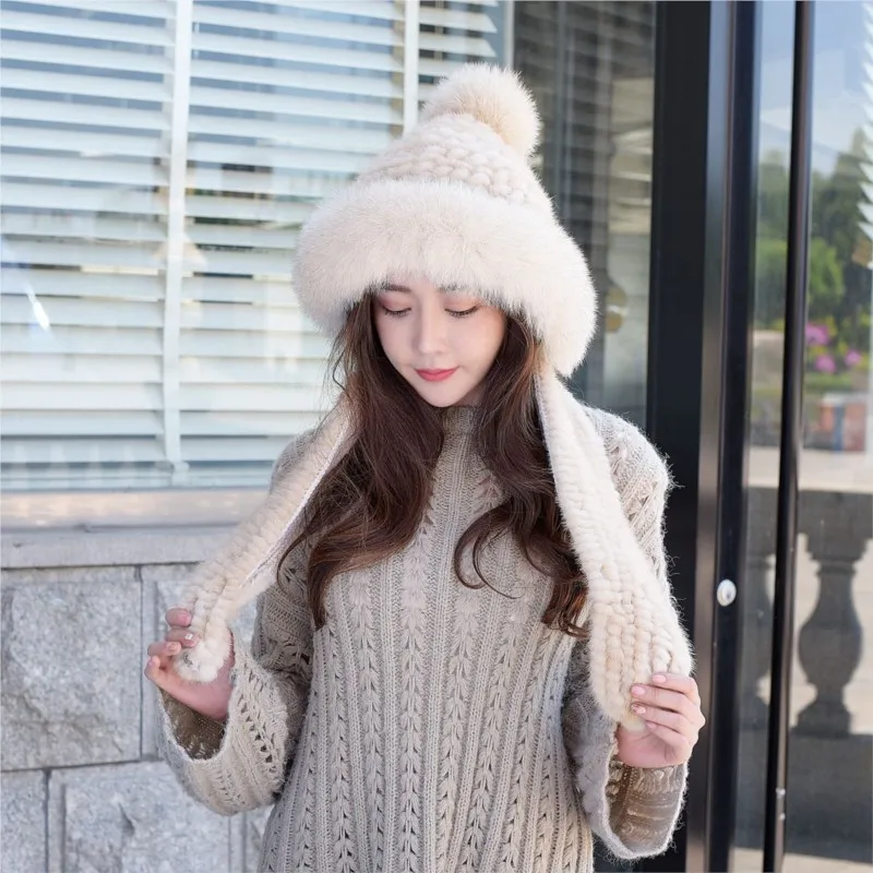 

New fur scarf and hat in warm ear-protecting for women
