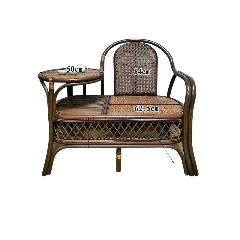 Retro Rattan Balcony Coffee Table French Style Antique Phone Stand Casual Tea Desk for B&B Photography Area