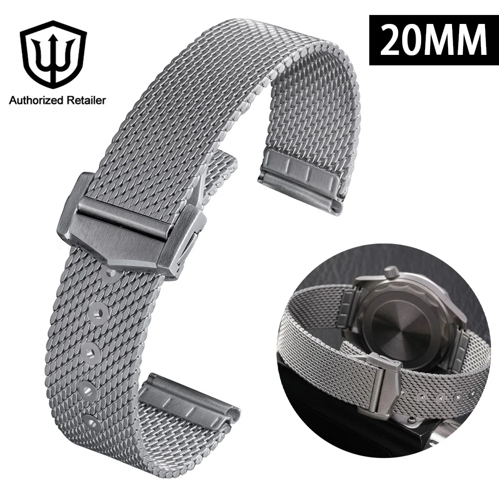 

Сетчатый ремешок для часов из нержавеющей стали, 20 мм, универсальная петля, ремешок для часов, браслет, металлический быстросъемный браслет для аксессуаров WD007
