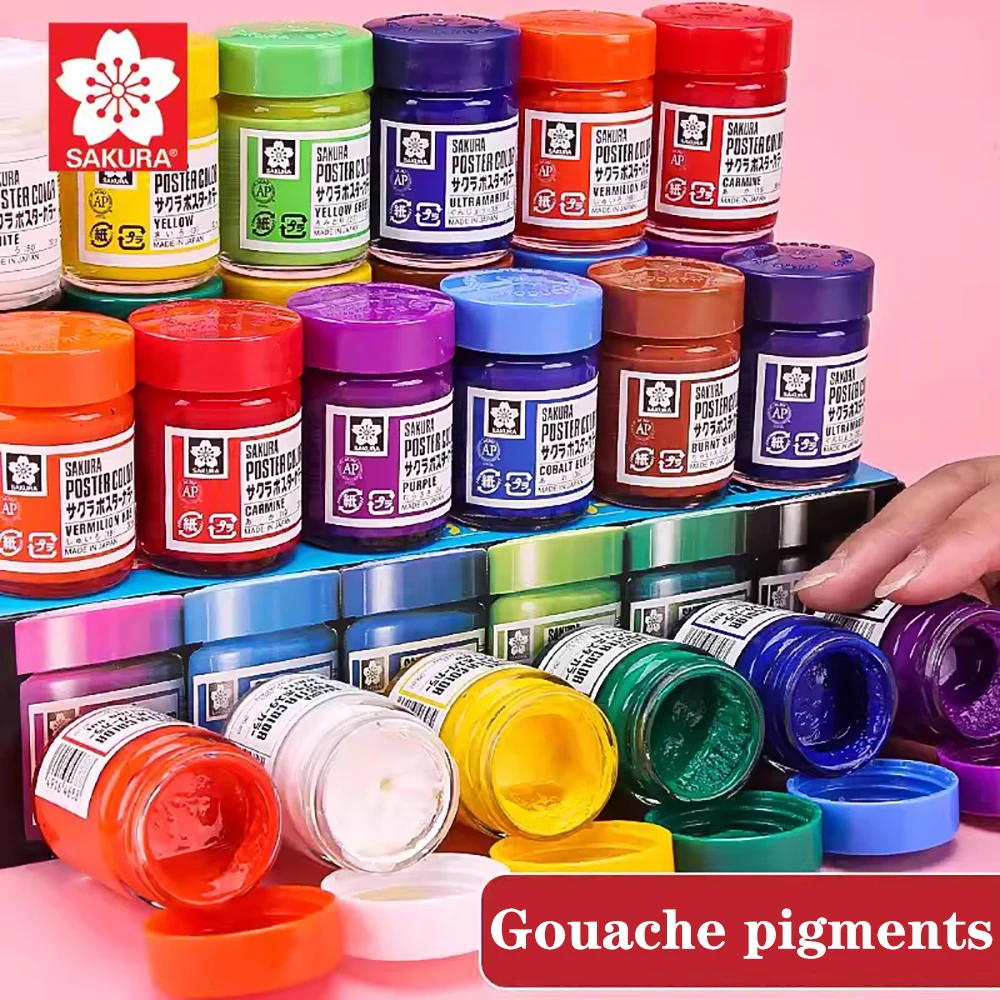 1 Bottle Japan SAKURA Degummed Gouache Pigment 45ML Meter Painting Set Gold Black High-gloss Pigment Washable Art Stationery