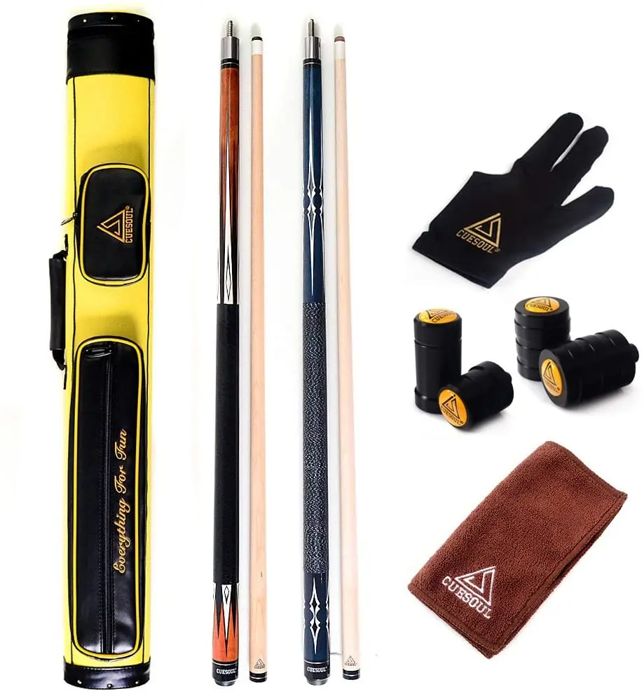 CUESOUL  Pool Cue Sticks - 2 Pool Cues with 2x2 Hard Pool Cue Case