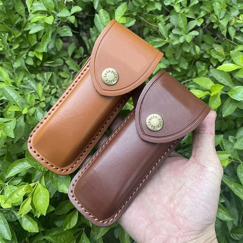 15cm Cowhide Fold Knife Leather Scabbard Pocket Straight Knife Cover Storage Bag Sheath Holster For Folding Knife