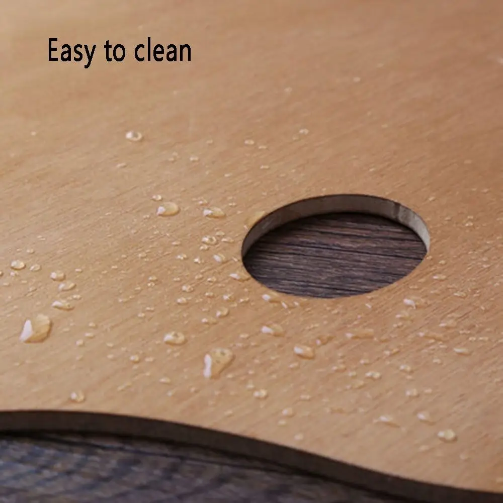 Practical Painting Color Oil Paint Palette Oval/Square Wood Artist Paint Tray Thumb Holder 4 Size Color Mixing Board Study Tool