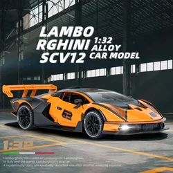 1:32 Lamborghini SCV12 Sports car High Simulation Diecast Metal Alloy Model car Sound Light Pull Back Collection Kids Toy Gifts