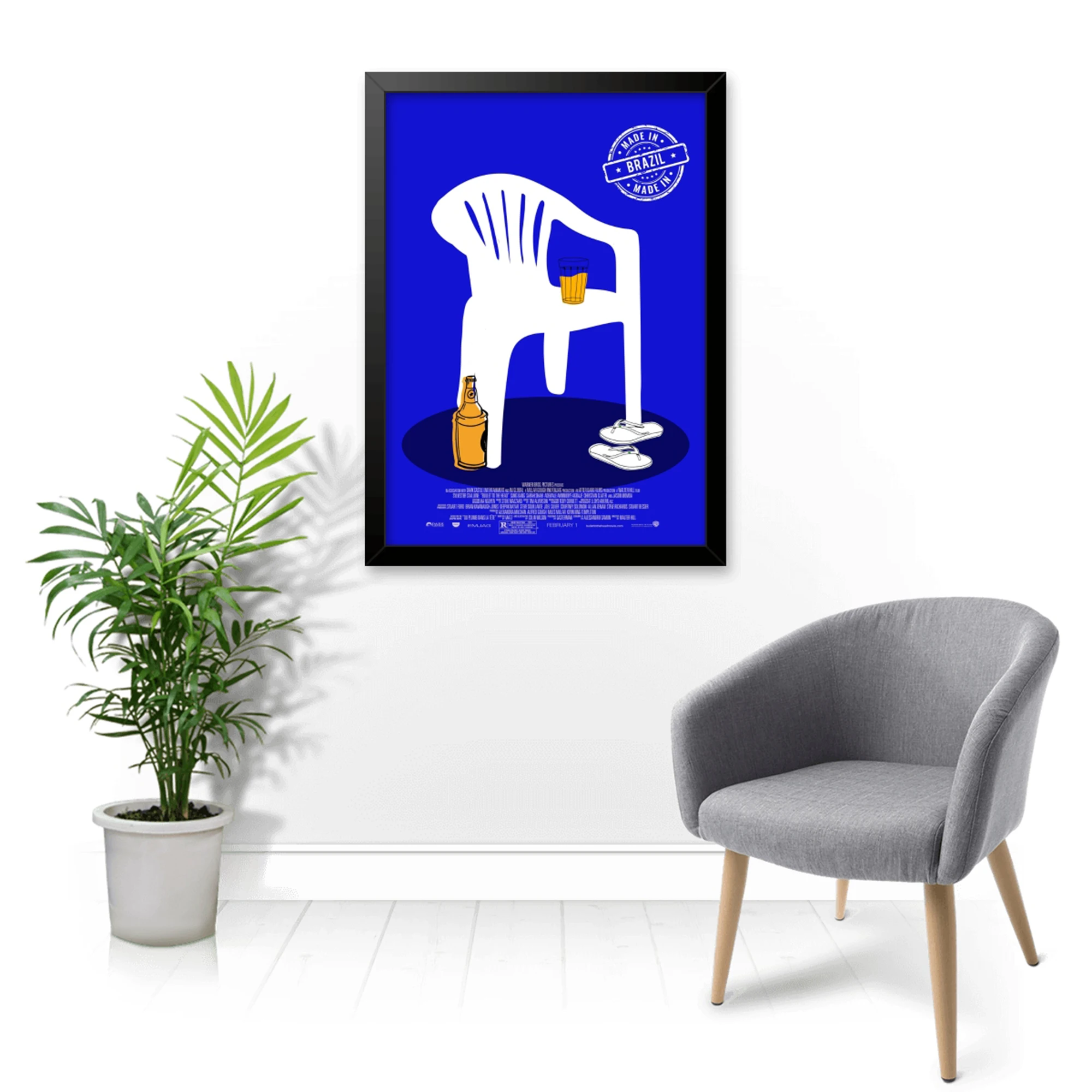 Modern Blue Brazil Beer Chair Flip Flops Wall Art Print Canvas Painting Poster Picture For Living Room,Bedroom Home Decor