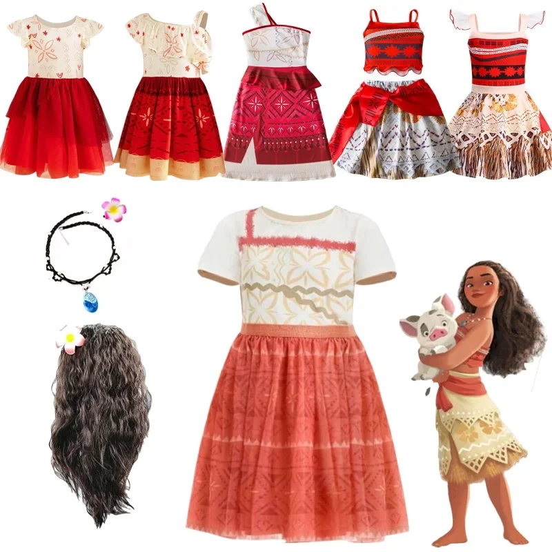 Moana 2 Dress Girls Ocean Adventure 2 Cosplay Clothing 2025 Halloween Vaiana Princess Dress Kids Carnival Birthday Party Frock