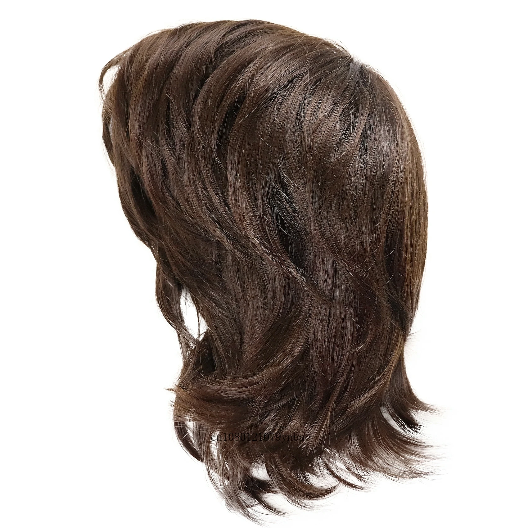 Brown Short Men Wigs Natural Synthetic Hair with Bangs High Temperature Fiber Costume Wig Halloween Cosplay Daily Use Adjustable