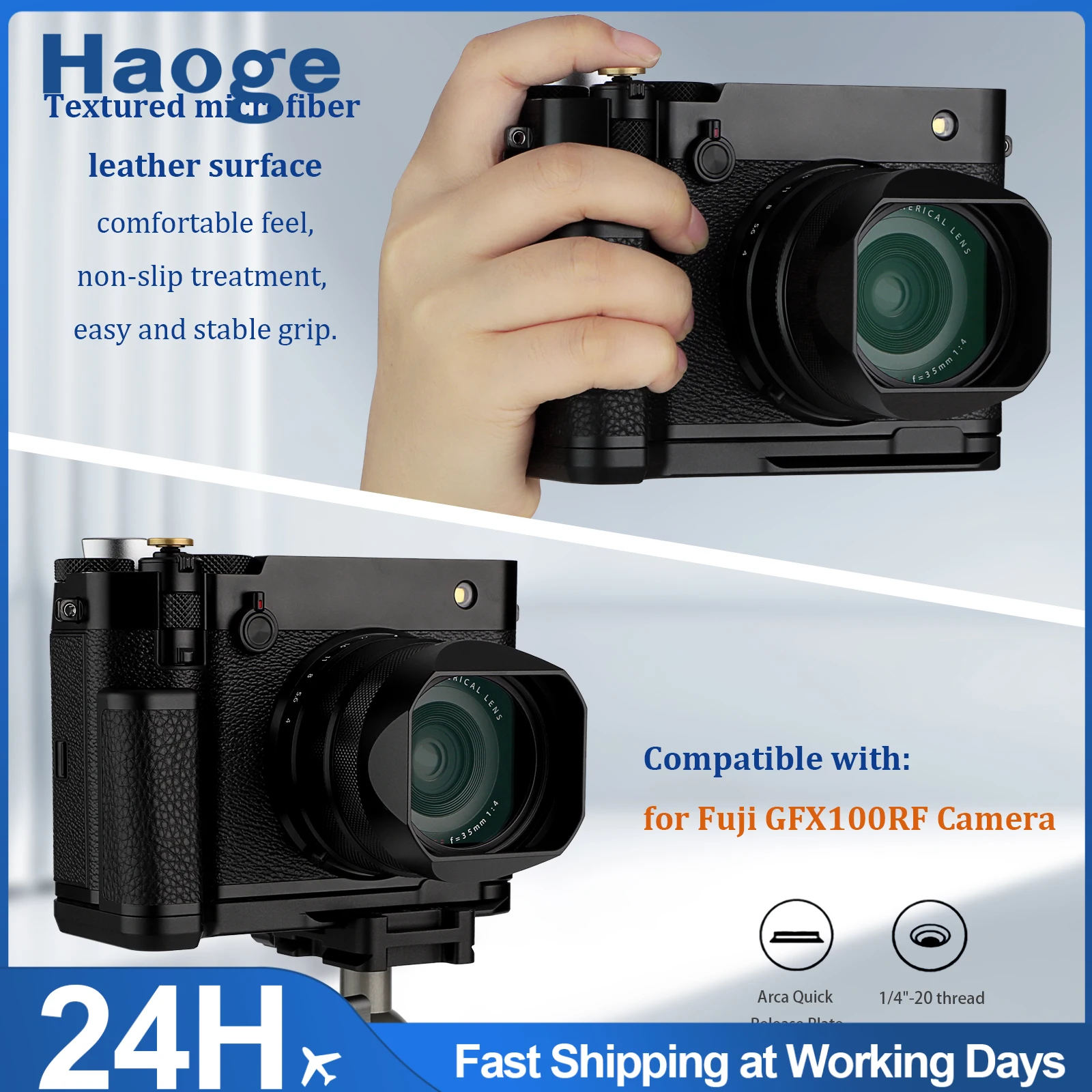 

Ручка Haoge для корпуса камеры Fujifilm GFX100RF, L-образный кронштейн HG-GFXRF-B, черный, со стандартной пластиной Arca-Swiss