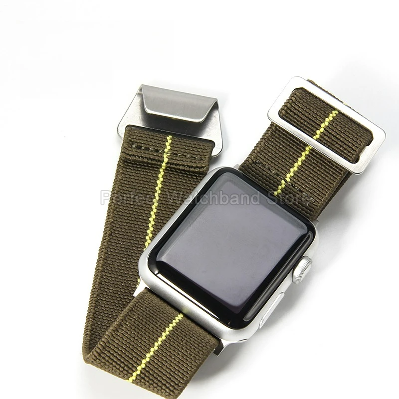 حزام ساعة ذو واجهة خاصة مريح وغير مهيج وصديق للبشرة لملحقات ساعة Apple Series من النايلون بمشبك خطاف 22 مم