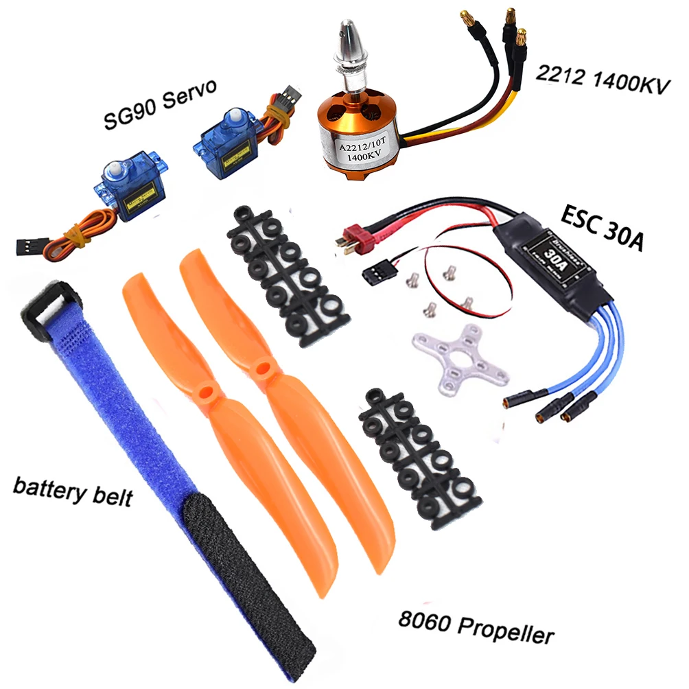 A2212 2212 1400KV Brushless Motor  Brushless 30A ESC SG90 9G Micro Servo 8060 Propeller for RC Fixed Wing Plane Spare parts