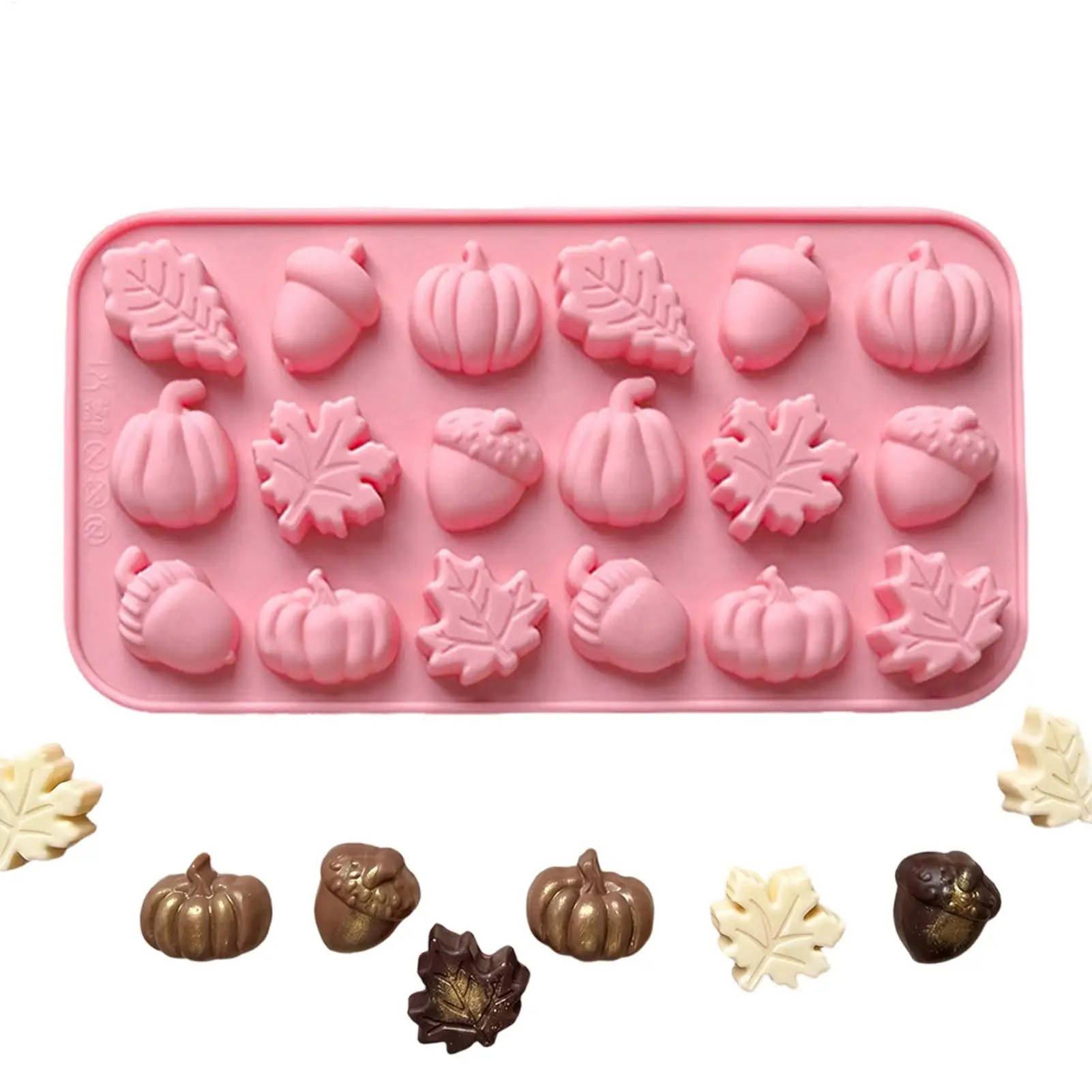 Halloween Silicone Molds Pumpkin Pine Cone Maple Leaves Moulds for Halloween Thanksgiving Party Chocolate Candy Baking Molds