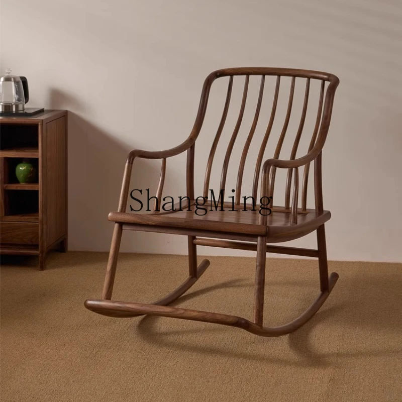 ZYY домашнее простое кресло-качалка из черного ореха для отдыха, антикварное кресло для гостиной