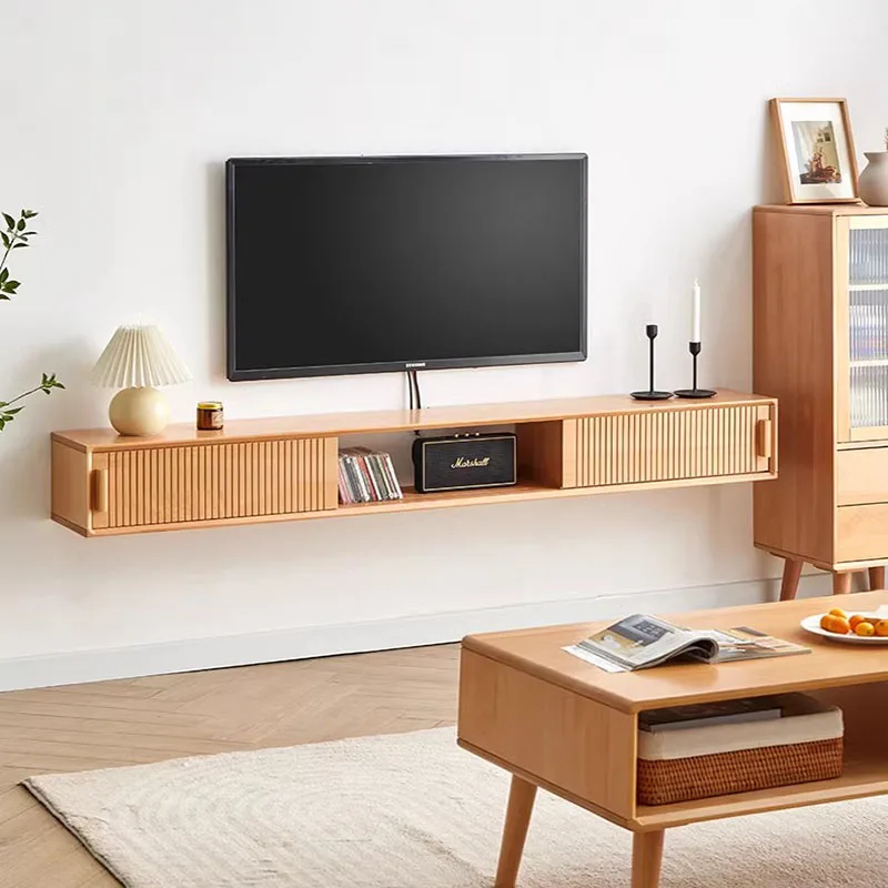 Modern Style Floating Tv Stands Monitor Shelf Solid Wood Large Nordic Tv Cabinet Wall Mounted Moveis Para Casa Room Furniture