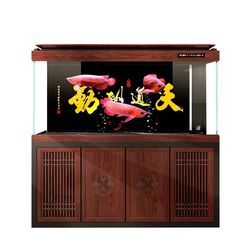 خزان الأسماك لغرفة المعيشة، حوض السمك المنزلي ذو القاع الكبير، أبيض جدًا