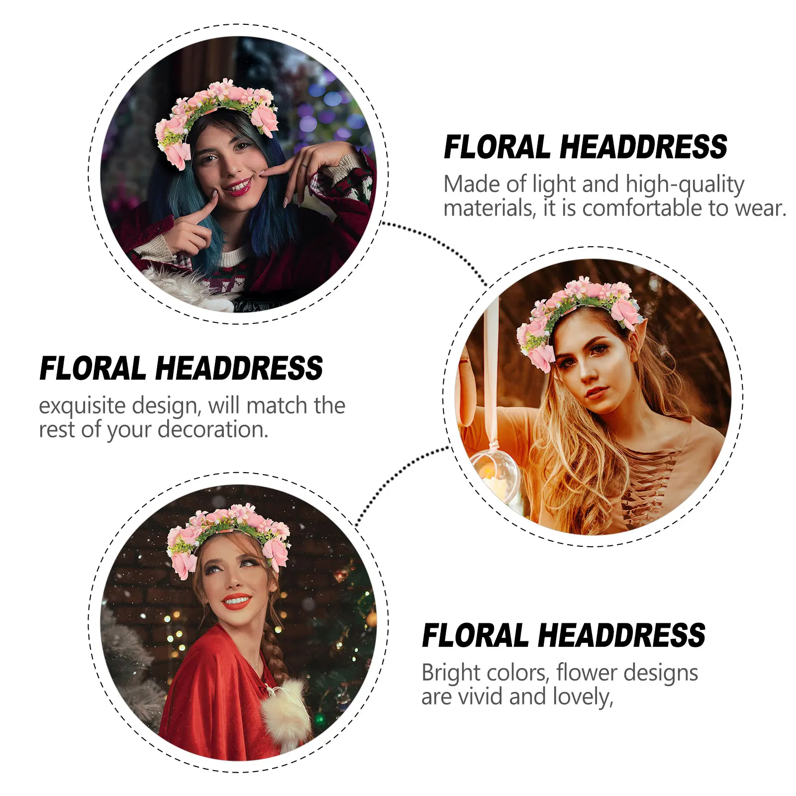 

Festival Decor Headdress Imitation Rose Hair Hoop Bright Colors Cloth Perfect Props Concerts Costumes Carnivals