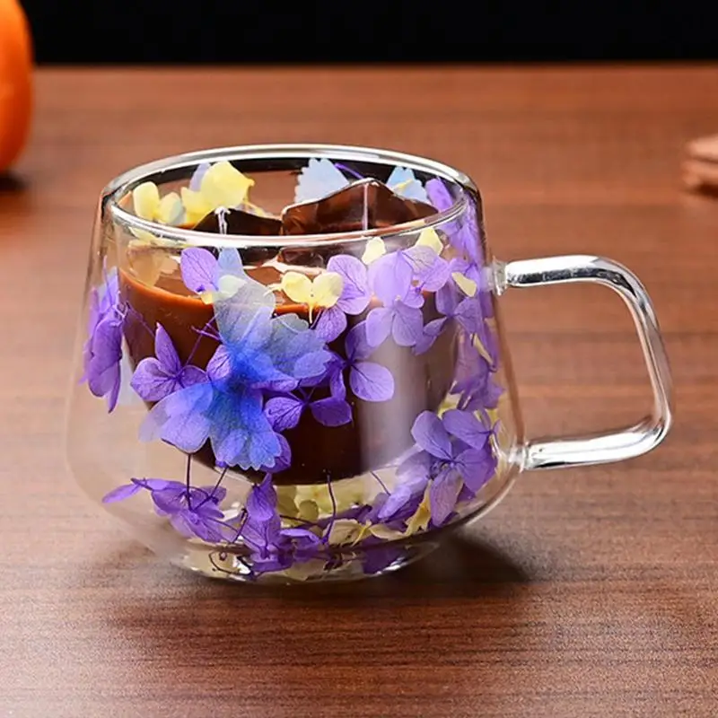 Doppelschichtige Tasse, transparentes Glas, Kaffeetasse mit Griff, hohe Temperaturbeständigkeit, Milchbecher, Nachmittagstee, Tassen, kreatives Geschenk