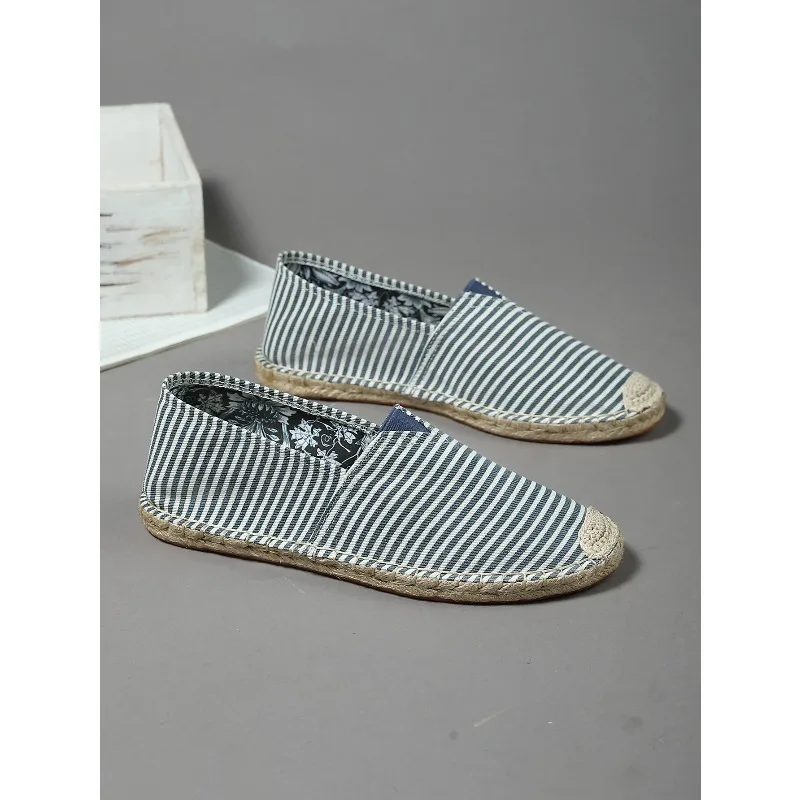 

Men's Loafers, Hemp Rope Sole Canvas Shoes, Vacation Casual Flats, Flats Shoes, Women's Woven Breathable Cloth Shoes,