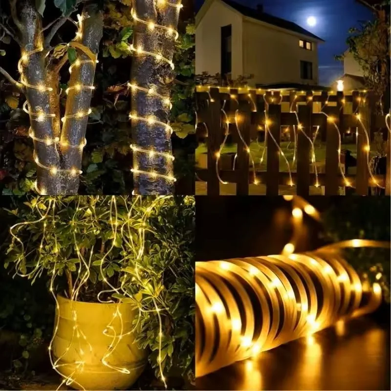 50/100/200 LED Solar Rope Light Outdoor Solar String Light Waterproof Camping Fence Courtyard Garden External Decoration