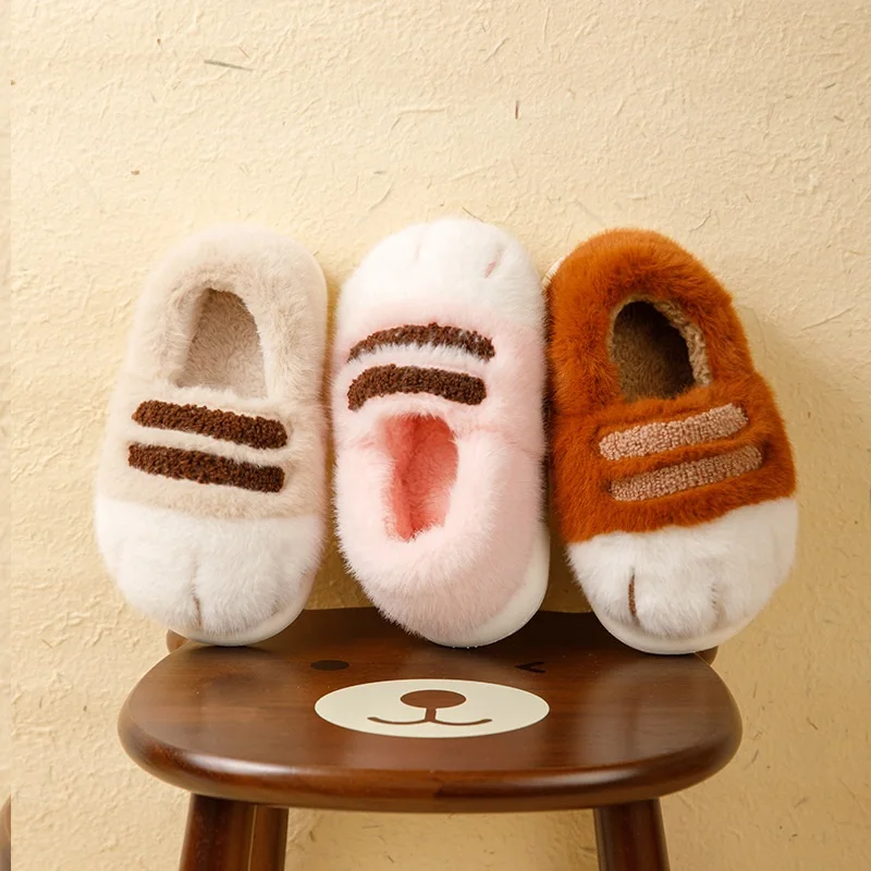 

New arrival cat foot slippers women cushiony indoor outdoor shoes winter closed back kitty paw slipper woman animal claw shoes