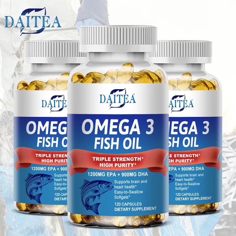 Omega 3 Fish Oil - Supports Nervous System, Skin and Hair Health, and Relieves Stress - Easy To Swallow