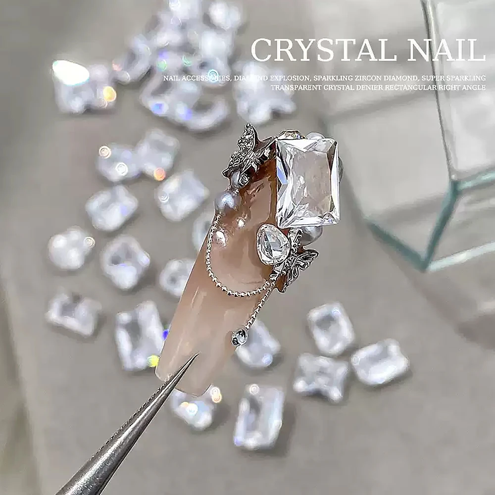 10pcs 5A Transparent Zircon Nail Art Charms Crystal Rock Sugar/oval/Rectange/Pointed Bottom Nail Diamond Rhinestones Nail Decor
