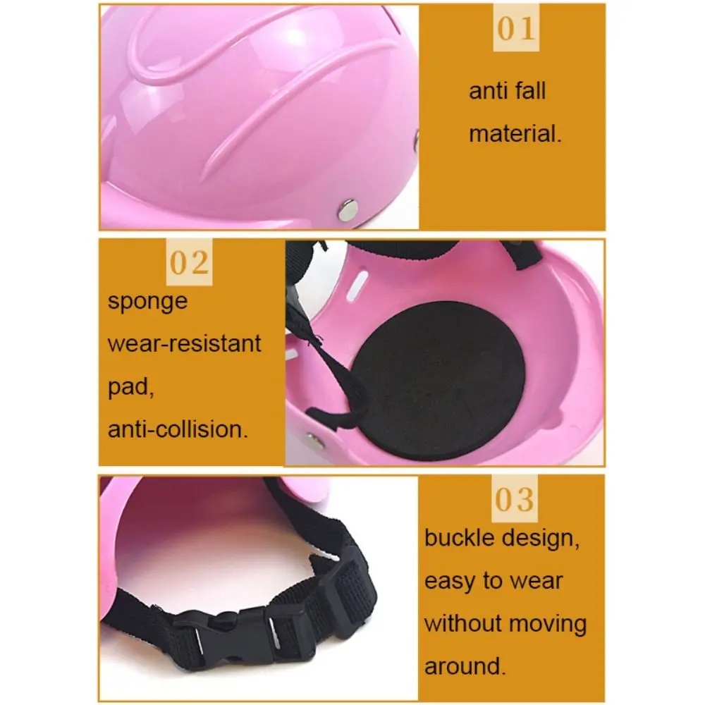 Adjustable Dog Helmet Wear Resistant Windproof Pet Motorcycle Helmet Cap Breathable Plastic Pet Riding Cap Sun Rain Protection