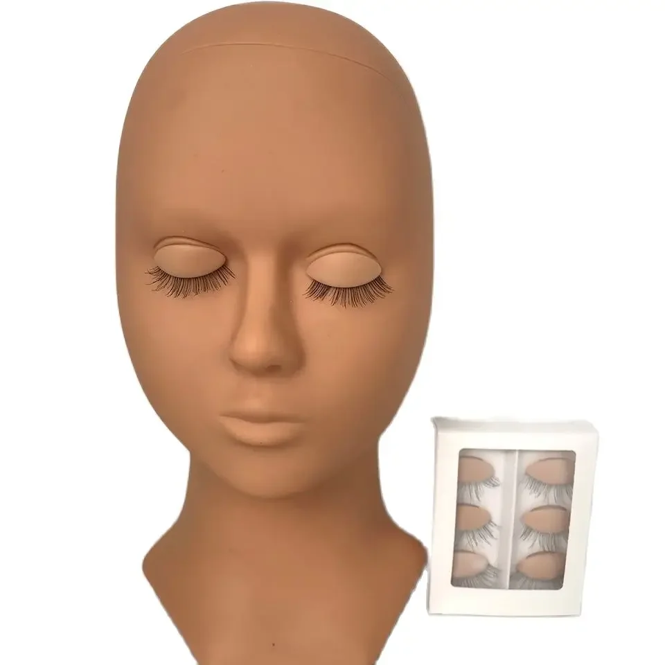 Silicone Mannequin Head Eyelashes Extension Removable Eyes Eyelid Kit Practice Head Model Eyelash Teaching Tool